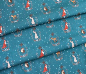 Michael Miller Fabrics / Midnight forest DC11377-TEAL Animal Vignettes Teal