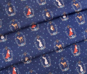 Michael Miller Fabrics / Midnight forest DC11377-NAVY Animal Vignettes Navy