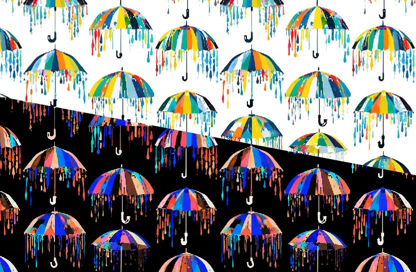 カラフルな雨が降る☔️傘・アンブレラ柄の生地