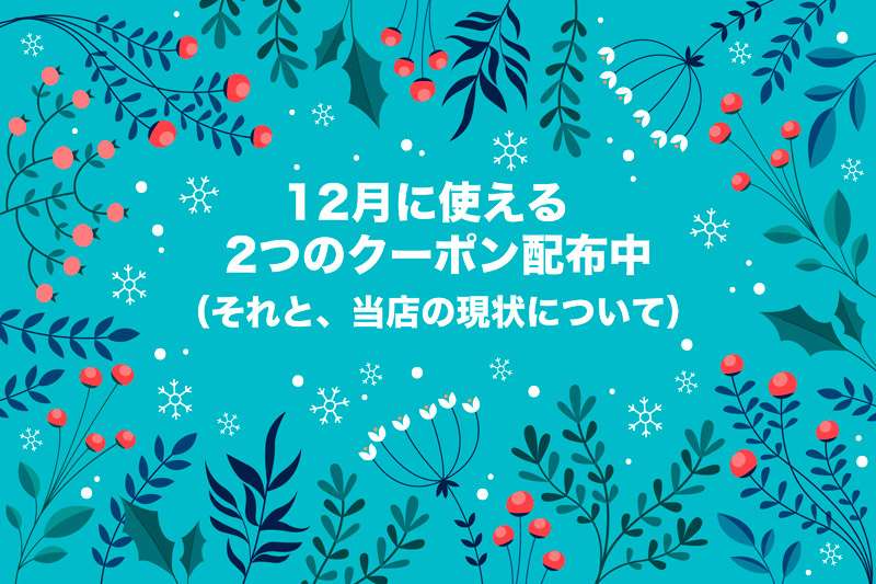 12月に使える2つのクーポン配布中！（それと、当店の現状について）