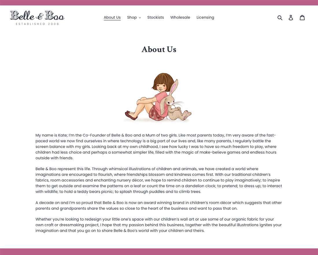 Belle & Boo About Us ページ — belleandboo.com