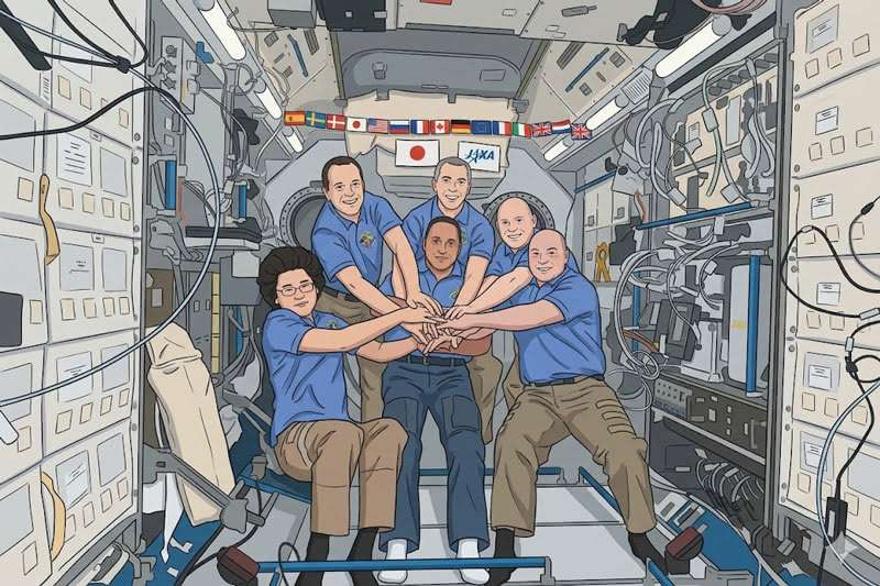 ISS「きぼう」モジュールでくつろぐ宇宙飛行士たち