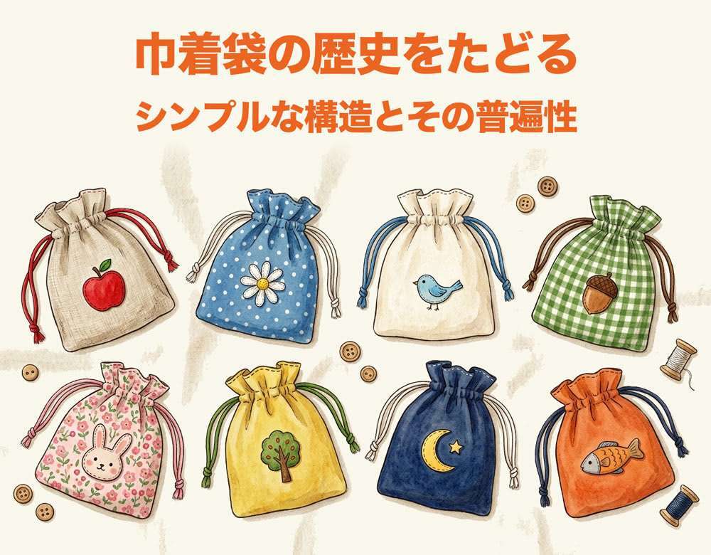 巾着袋の歴史をたどる - シンプルな構造とその普遍性
