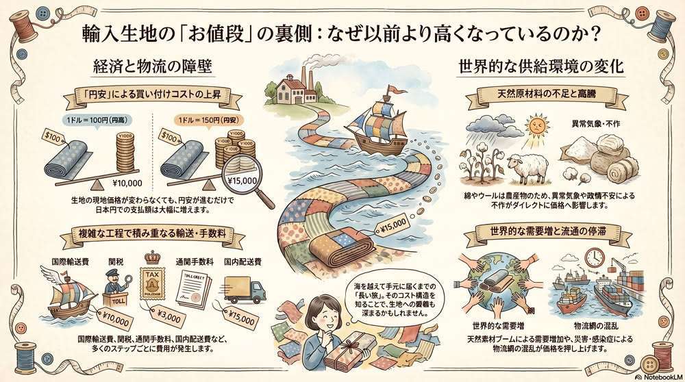 輸入生地はなぜ高くなる? - 値段の仕組みを知る -