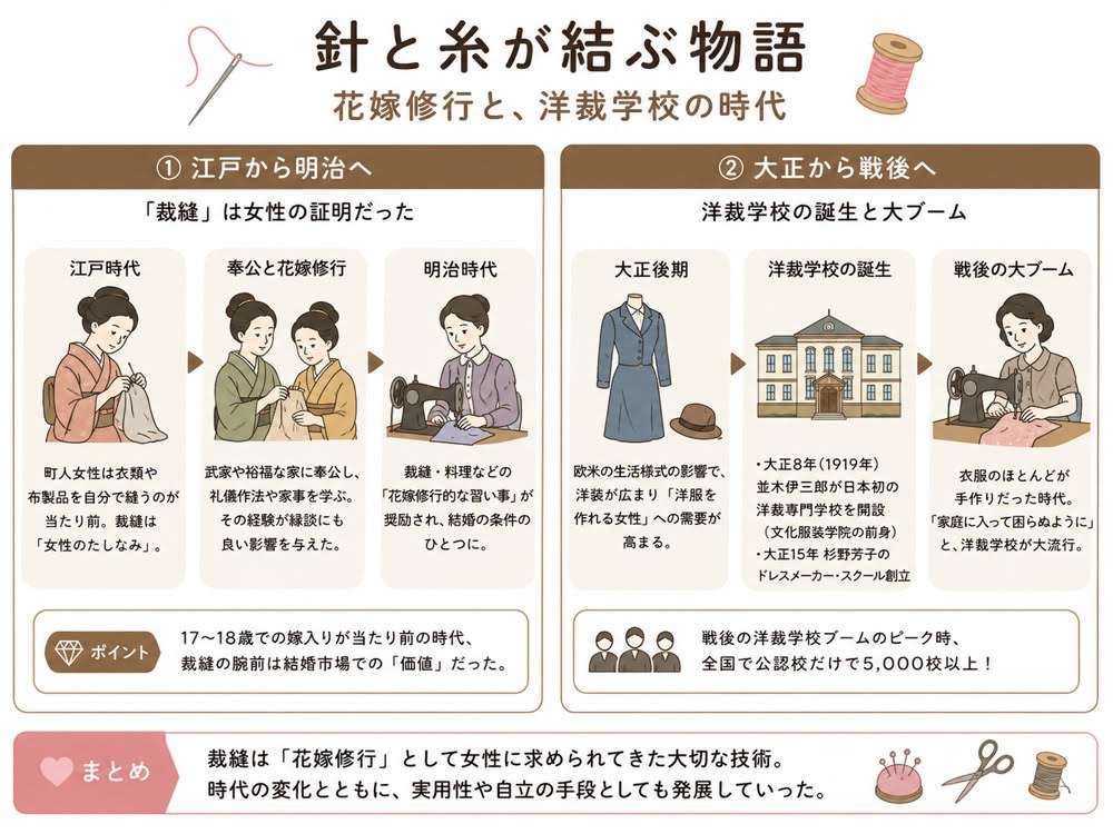 かつて、裁縫は"女性のたしなみ"と言われていた話