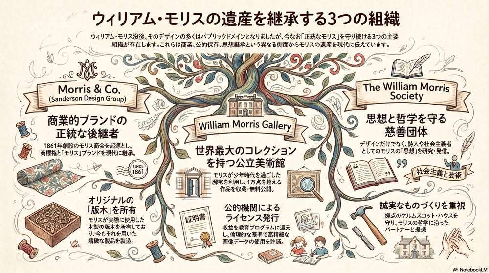William Morris の版権を管理する主要な3組織