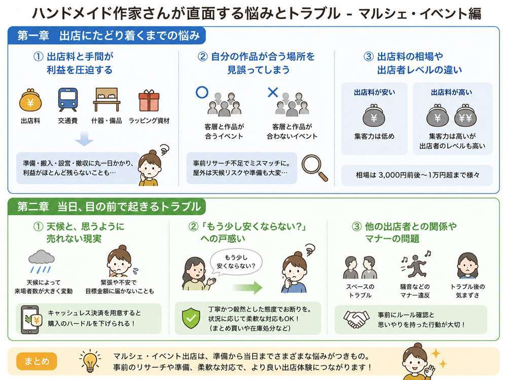 マルシェ・イベント出店のリアル - ハンドメイド作家さんが直面する悩みとトラブル