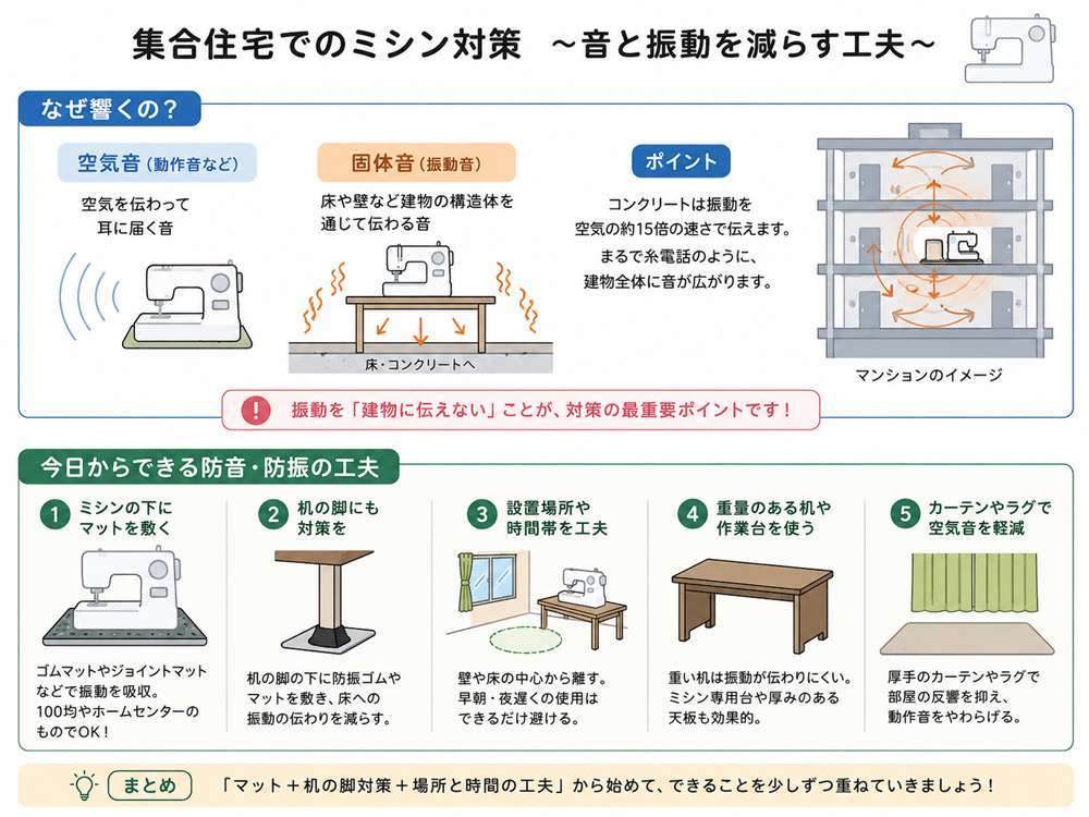 ミシンの音と振動 - 集合住宅でミシンを使う工夫