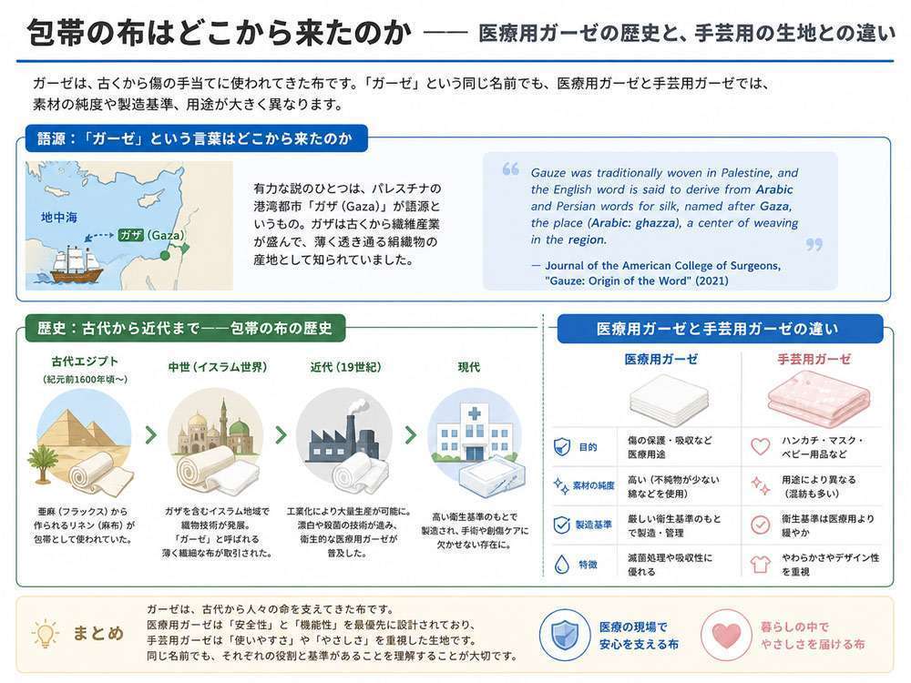 ガーゼ - 医療用・手芸用の違いとその歴史