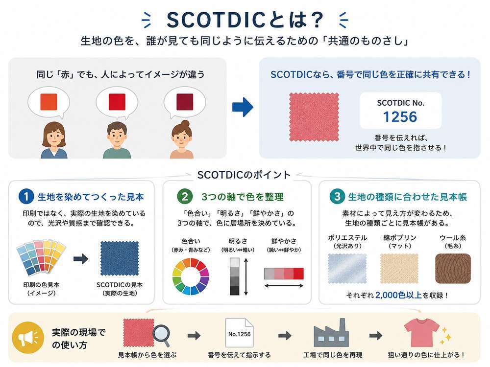 生地・繊維業界の世界共通の色見本 SCOTDIC