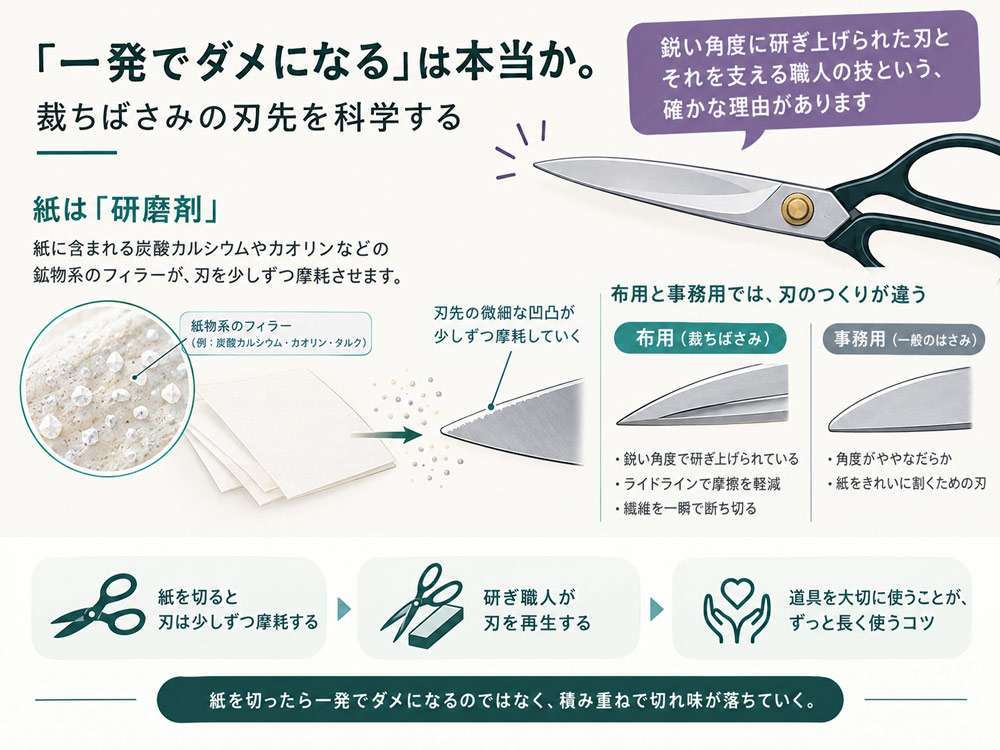 なぜ手芸用のハサミで紙を切るとダメになる?