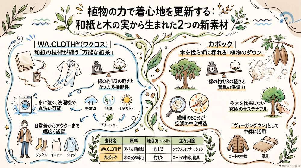 植物由来の新素材「WA.CLOTH®」「カポック」