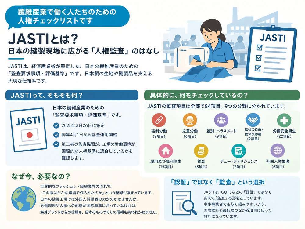 国際的な人権基準にきちんと適合してる?日本の繊維産業のための評価基準 JASTI
