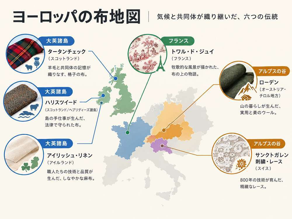 ヨーロッパの伝統布の種類と特徴